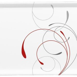 ❤️ Corelle SPLENDOR Melamine Plastic TIDBIT TRAY Serving 14.75 x 6.5 Red Gray Scrolls