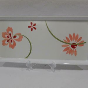 Corelle PRETTY PINK Melamine Plastic TIDBIT TRAY Serving 15x6 Ink Washed Flowers