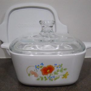 NEW 3-pc CORNING Corelle P43 WILDFLOWER Petite Pan w/GLASS & Plastic COVERS