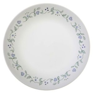 4 Corelle COUNTRY COTTAGE 6 3/4 BREAD Dessert PLATES *Green Vines Blue Hearts