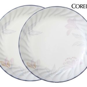 NEW 2 CORELLE Impressions PINK TRIO 7 1/4 Bread DESSERT Plates *Floral Grey Rims
