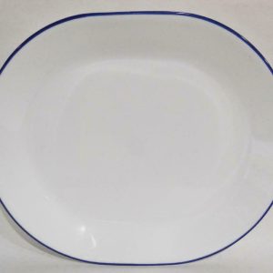 NEW Corelle NAVY INDIGO BLUE RIM SERVING PLATTER *Cafe. True. Folk Stitch. Lia