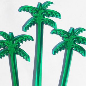 20 Green PALM TREES Leaves 7 Acrylic TROPICAL DRINK Cocktail Swizzle STIRRERS