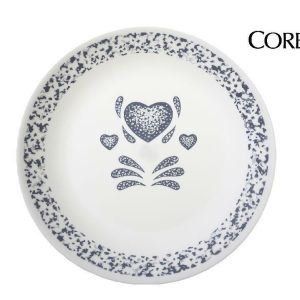 1 Corelle BLUE HEARTS 6 3//4 BREAD Dessert PLATE Sponge Motif *NEW