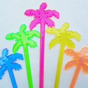 20 Colorful PALM TREES 7 Acrylic TROPICAL DRINK Cocktail Swizzle STIRRERS