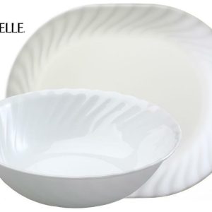 Corelle ENHANCEMENTS Choice of: 1-Qt SERVING BOWL or PLATTER *White Swirl Rim