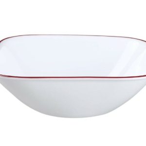 Corelle SPLENDOR RED Square 22-oz SOUP Cereal BOWL *Chelsea Rose Kyoto Leaves
