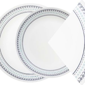 1 Corelle FOLK STITCH 10 1/4 DINNER or 8 1/2 LUNCH Plate *BLUE Bohemian Nouveau