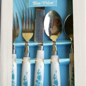 20pc Corelle BLUE VELVET ROSES Cambridge Silversmiths Stainless FLATWARE Set NEW
