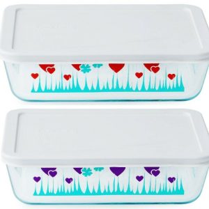 Pyrex 6-Cup Red LUCKY in LOVE or Purple MIDNIGHT GARDEN Bowl Hearts & Shamrocks