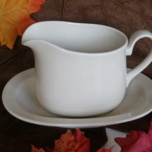 Corelle SANDSTONE Ivory Beige Stoneware GRAVY Sauce BOAT w/UNDER Drip PLATE Mint