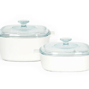 New CORNINGWARE Stovetop 6-pc PYROCERAM Winter Frost WHITE Casserole Set 2 & 3-Qt