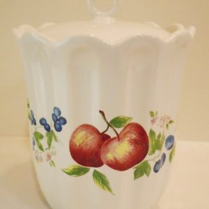 *NEW Corelle 34-oz CHUTNEY CANISTER Fruit Harvest Stoneware 5 3/4 Coffee Storage