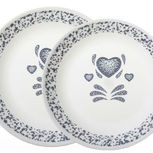 1 *NEW Corelle BLUE HEARTS 10 1/4 DINNER PLATE Sponge Motif Art Vitrelle Glass