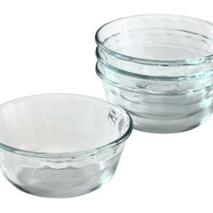 NEW 4 PYREX 10-oz Glass CUSTARD CUPS Bake Prep Dessert Clear Side Dish #464