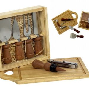 8-pc CHICAGO CUTLERY Rosewood WINE & CHEESE SET Fork Knives Corkscrew Cut Board