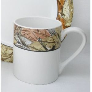 1 Corelle Impressions WOODLAND LEAVES 11-oz Stoneware MUG Camouflage Leaves *NEW