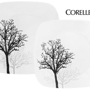 Corelle Square TIMBER SHADOWS Choose: DINNER or LUNCH PLATE *Black Grey Branches