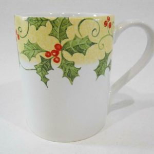 NW Corelle Impressions HOLLY 11-oz STONEWARE MUG Cup *Red Gold Green Holiday
