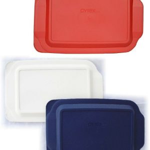 PYREX Bakeware 9 x 13 PLASTIC COVER Choose: RED or WHITE 233-PC Tab Handles