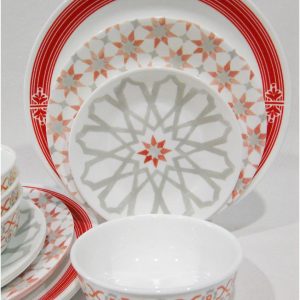 *NEW 16-pc Corelle AMALFI ROSA w/Prairie Garden Red DINNERWARE SET Plates Bowls