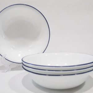 4 Corelle DARK BLUE RIM 10-oz DESSERT BOWLS Fruit Sauce LIA FUSION AMALFI ARTEMIS