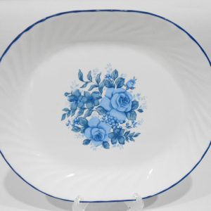 Corelle BLUE VELVET 12x10 SERVING PLATTER Meat Plate Entr??e Tray *Rose Motif Floral