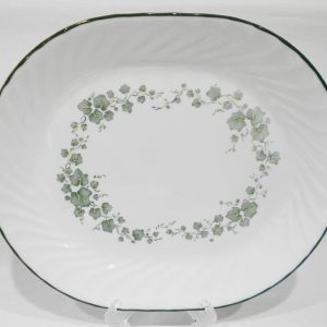 NEW Corelle CALLAWAY Ivy Oblong SERVING PLATTER 12x10 Embossed Swirls GREEN