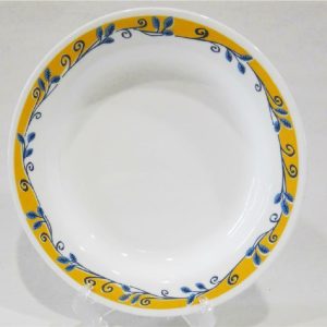 MINT Corelle CASA FLORA 15-oz FLAT Rim BOWL Pasta Soup Plate *Mexico Blue Yellow Bands