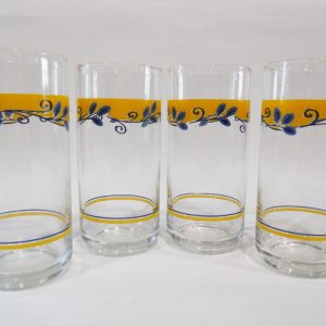 NEW 4 Corelle CASA FLORAL 16-oz TUMBLER GLASSES Bella Vista Mexico Blue Yellow