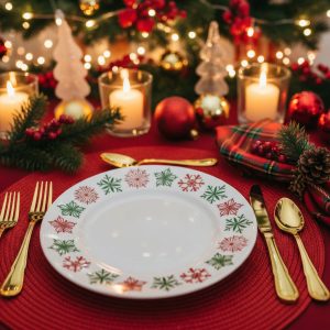 :LK New! Corelle CHEERFUL FLURRY 10.75 DINNER PLATE Christmas Holiday Snowflakes