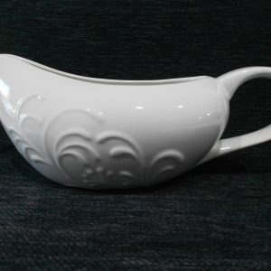 CORELLE Boutique CHERISH 2-Cup GRAVY BOAT White PORCELAIN Embossed Florals