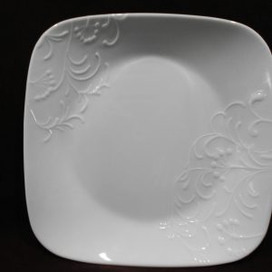 Corelle Square BOUTIQUE CHERISH 9 Lunch OR 10.5 Dinner Plate *White Embossed