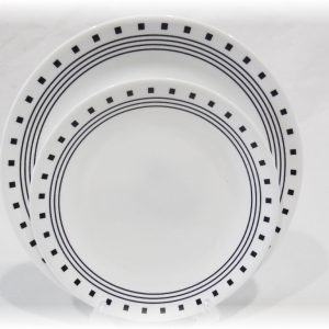 Corelle CITY BLOCK Dinner OR Lunch Plate *Black White GEOMETRIC Squares