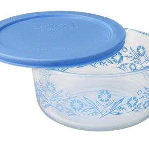 New Pyrex CORNFLOWER BLUE 4-Cup Glass Storage Bowl & Cover w/Tags