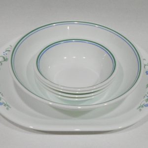 6-pc Corelle COUNTRY COTTAGE Snack Set *Serving Platter. Bowl & 10-oz Dessert
