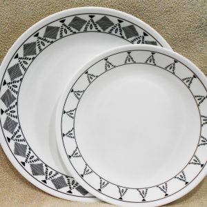 Corelle CUSCO UPick: DINNER or LUNCH PLATE *Black Bohemian Textiles Abstract Sketches
