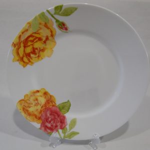 CORELLE Boutique EMMA JANE 10 5/8 DINNER Plate WIDE Rim *ROSES Red Pink Yellow