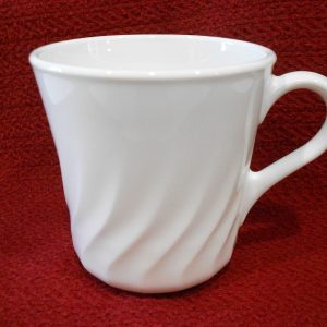 New CORELLE Corning ENHANCEMENTS Swirl 9-oz CUP Vitrelle White Glass Mug