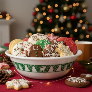 Corelle WINTER FESTIVAL 18-oz SOUP BOWL Green Christmas Trees Snowmen Reindeer