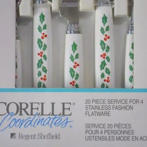 20-pc Corelle WINTER HOLLY FLATWARE SET Christmas Holiday Seasonal Red Green