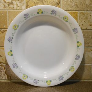 1 CORELLE Corning FORGET ME NOT 15-oz Flat Rim SOUP BOWL Purple Yellow Floral