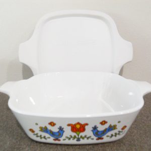 2-pc Corningware COUNTRY FESTIVAL Pyroceram Petite Pan P41 DISH & Plastic COVER