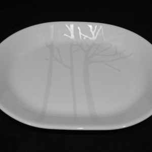Corelle FROST 12x10 SERVING PLATTER Chop Plate White Trees Silver Moonbeams