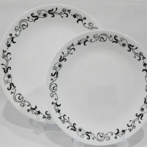 Corelle GARDEN GETAWAY Choose: DINNER or LUNCH PLATE Black White Leaf Vines