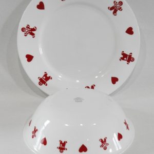 2-pc Corelle GINGERBREAD MEN & HEARTS Christmas PLATTER & SERVING BOWL Valentines