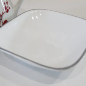 Corelle GRAY GREY RIM Square 10-oz DESSERT BOWL Fruit Sauce Adlyn. Jacaranda. Kyoto Night