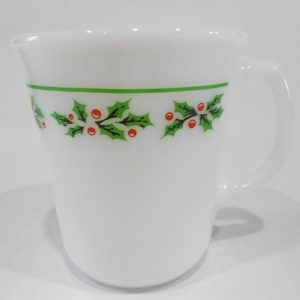 Corning Corelle HOLLY DAYS 9-oz Milkglass CUP Mug Black Vein CHRISTMAS Holiday