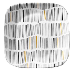 1 Corelle SQUARE IMANI 6.5 Appetizer BREAD PLATE *Ochre Black Indigenous Fabric