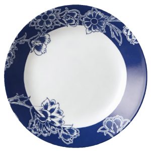 Corelle Signature INDIGO BLOOMS 6.75  BREAD Appetizer PLATE *Dark Blue Floral